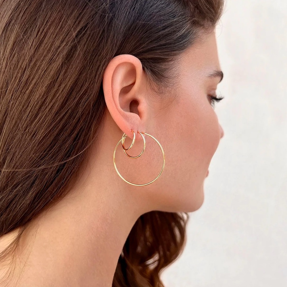 ❤️ Large Size - 14kt Gold Filled Thin Minimalist Light Hoop Earrings